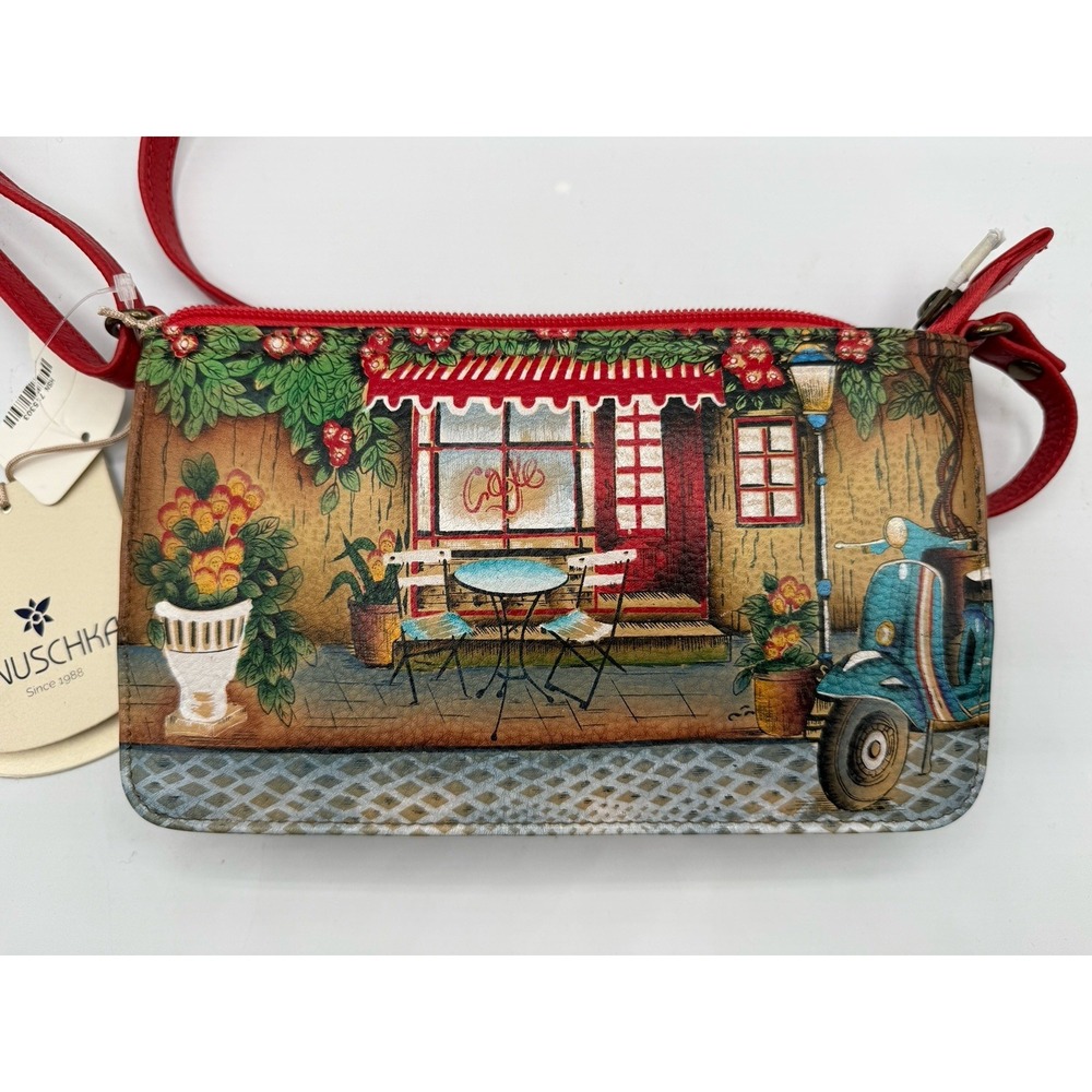 Anuschka Hand Painted Leather Crossbody Travel Organizer Bag-FRANCE Le Cafe
